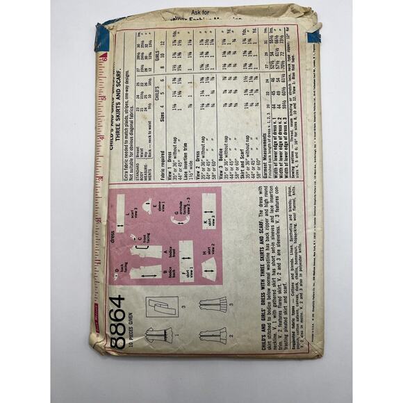 Vintage 1970 Sewing Pattern Women Girls Dresses Simplicity 8864 - Picture 2 of 3